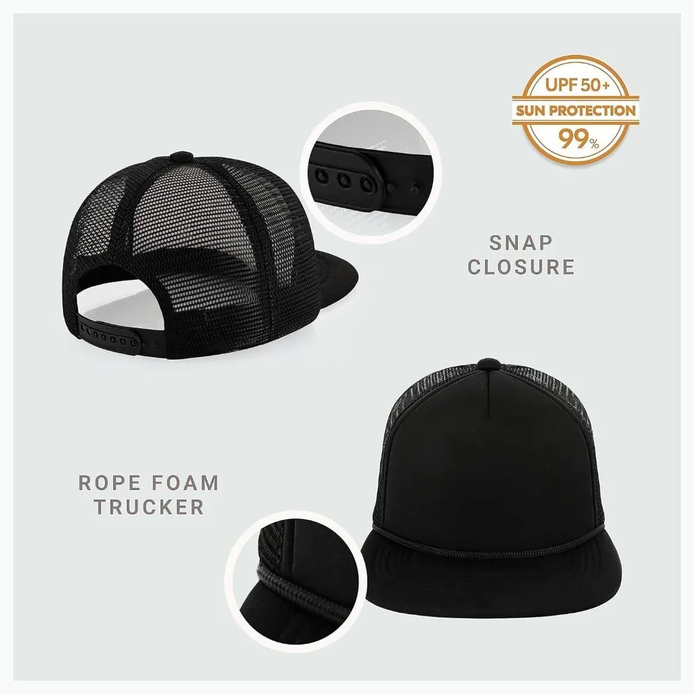 Men Mesh Snapback Trucker Flat Bill Foam Top Hat